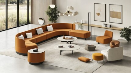 Wide meeting corner with flexible furniture in Open Space office