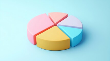 Obraz premium Elegant D pie chart with muted pastel tones and lighting effects