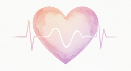 Artistic red heart with gentle ECG overlay