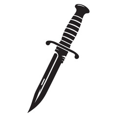 Sleek Bayonet silhouette, combining rifle power with blade strength – Bayonet illustration – Minimalist Bayonet vector – Weapon silhouette

