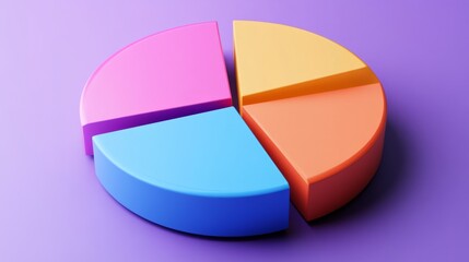 Obraz premium Simple D pie chart with minimalistic shading and clearly defined parts