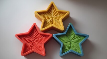 Obraz premium Colorful Silicone Star Shapes with Leaf Pattern for Baking and Cooking