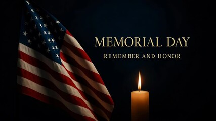 Memorial Day American Holiday. Remember and Honor text on waving USA flag.  - Powered by Adobe