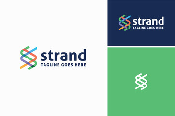 Colorful Lines of Cable Strand Knot with Initial letter S Spiral logo design