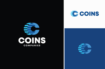 Initials Letters CC Connected striped C for Business Company logo design