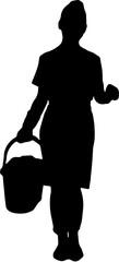 Vector silhouette of a woman cleaning service 
