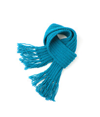 Blue warm scarf on a white background