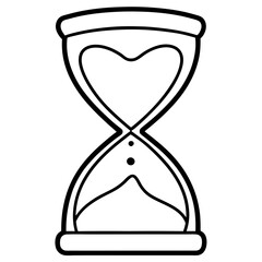 Hourglass Line Art with Love-Themed Sand