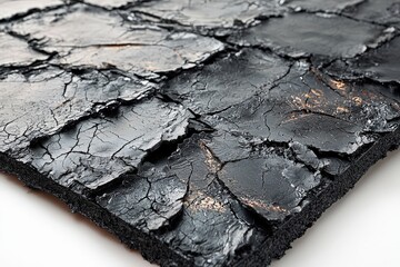 Textured black cracked surface with organic patterns for industrial and creative design concepts