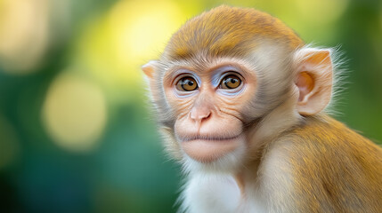 Young monkey with expressive eyes in natural habitat during daylight