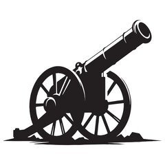 Majestic Cannon silhouette, strength and defense in iron – Cannon illustration – Minimalist Cannon vector – Weapon silhouette

