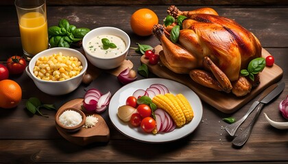 Roasted Chicken with Side Dishes