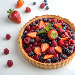 Obraz premium Delicious Mixed Berry Tart Recipe: Summer Fruit Dessert