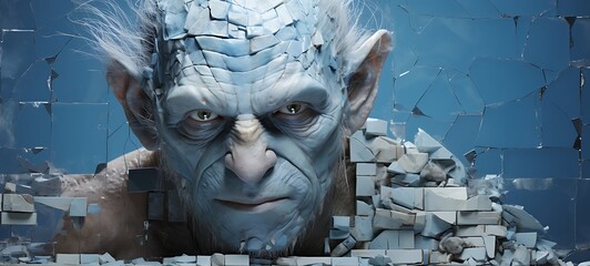 Troll in Delfts Blauw,ai generative