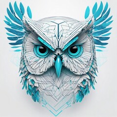 Futuristic Tiffany-Colored Owl Illustration – Symbolic Artwork Depicting Wisdom, Intelligence, and Modern Vision in Stylized Design