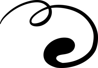 Decorative Swirl with Three Flowing Flourishes in Black Ink