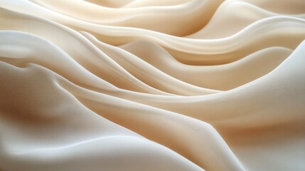 Obraz premium Elegant cream colored silken fabric folds creating soft abstract wave patterns