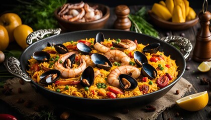 Seafood Paella with Mussels and Shrimp