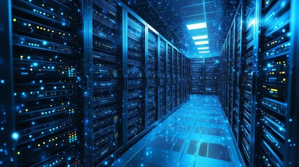 Fototapeta premium Vector Illustration of Cloud Computing, Cyber Technology Background, Internet Data Storage