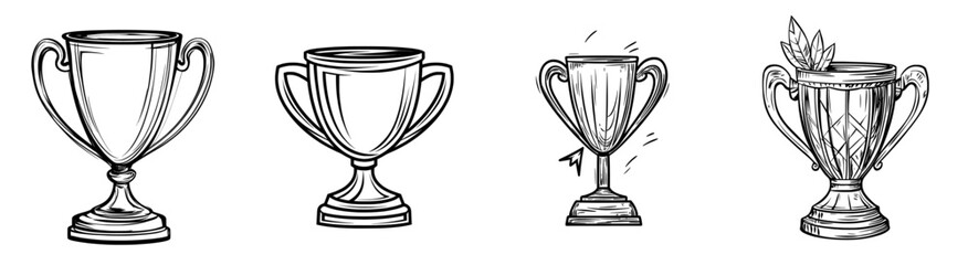 A black icon in the shape of a trophy represents the idea of achievement and winning in competitive events