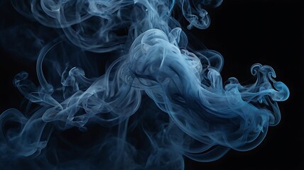 Obraz premium Abstract Blue Smoke Swirls on Black Background Artistic Design
