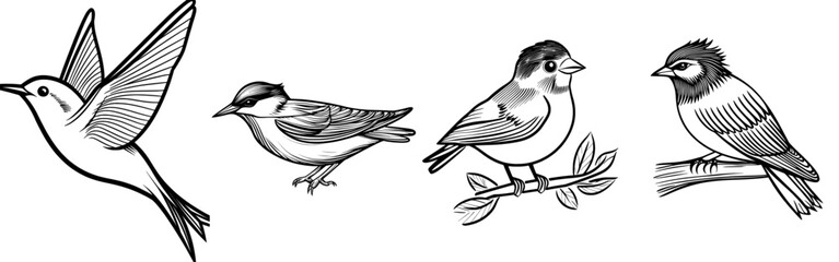 Obraz premium Icon depicting a basic black shape of a bird sitting on a branch