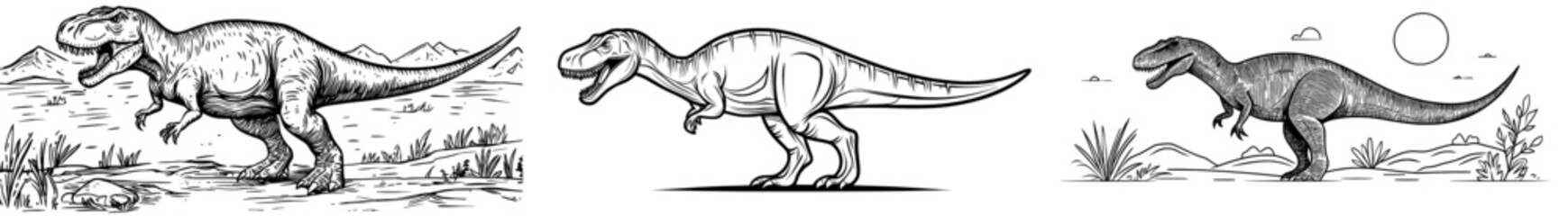 A T-Rex dinosaur is depicted in black against a white backdrop © Andrei