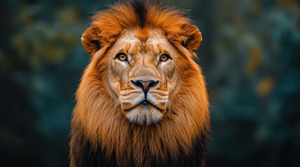 Naklejka premium Majestic lion with regal mane in natural habitat