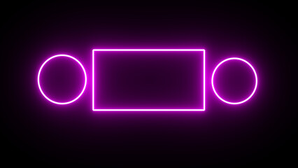 Horizontal neon line animation moving from right to left on black screen. Abstract glowing neon lights blinking lines 