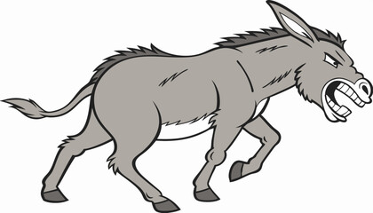 Angry donkey kick. Vector clip art illustration with simple gradients. All in a single layer.  