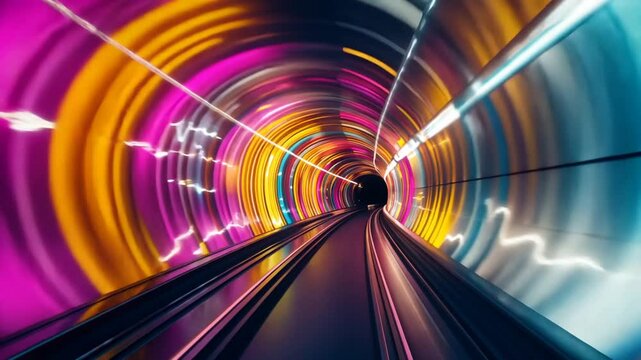 Colorful Tunnel Vision, Hypnotic Journey Through Abstract Light and Color