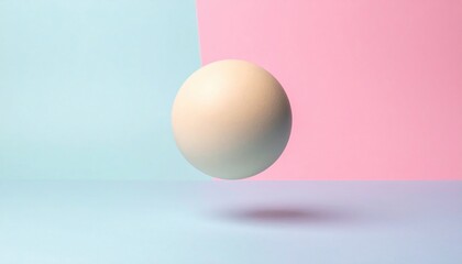 Floating sphere display in minimalist art studio abstract photography soft color palette modern aesthetic