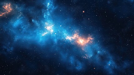 Naklejka premium Vibrant cosmic nebula with stars and bright interstellar dust