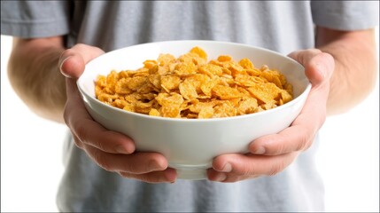 Bowl of Cornflakes in Hands