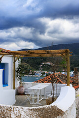 Seaside View from Traditional Houses in Poros, Greece