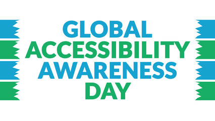 Global Accessibility Awareness Day text with side lines on a White background. Which is observed every year in May to celebrate Global Accessibility Awareness Day.