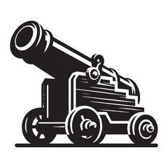 Bold Carronade silhouette, a key weapon in naval warfare – Carronade illustration – Minimalist Carronade vector – Weapon silhouette

