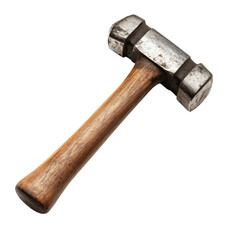 A well-preserved,  aged  hammer  with  a  wooden  handle,  likely  used  in  metalworking  or  construction.