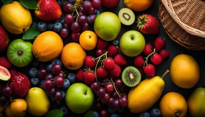 A Colorful Still Life of Fresh Fruits