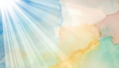 Obraz premium Radiant sunlight bathing a colorful watercolor landscape serene atmosphere artistic view nature concept