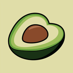 Heart Shaped Avocado Cartoon Illustration