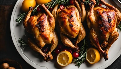 Roasted Cornish Hens with Lemon and Rosemary