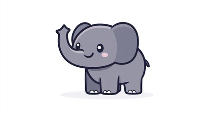 Obraz premium Cute cartoon baby elephant, white background