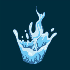 Liquid water splash, falling aqua drop. Blue water, Vector cartoon illustration