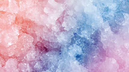 Obraz premium Crystallized salt texture with pastel hues of pink, blue, and purple creates soft, colorful pattern that evokes delicate and calming feeling in this close up image