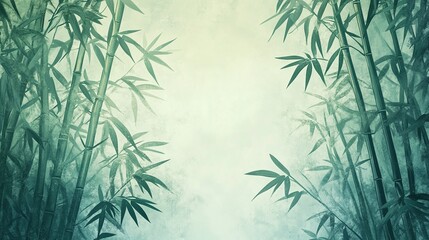 Naklejka premium Misty bamboo forest with soft light.