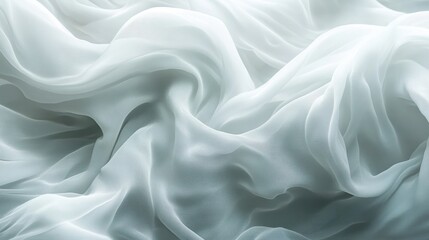 Fototapeta premium Ethereal flowing white fabric with soft light and texture