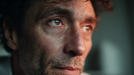 Obraz premium Close-up portrait of a man's face, showing his eyes and expression
