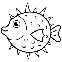Stylized Pufferfish One-Line Vector Art