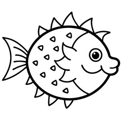 Stylized Pufferfish One-Line Vector Art